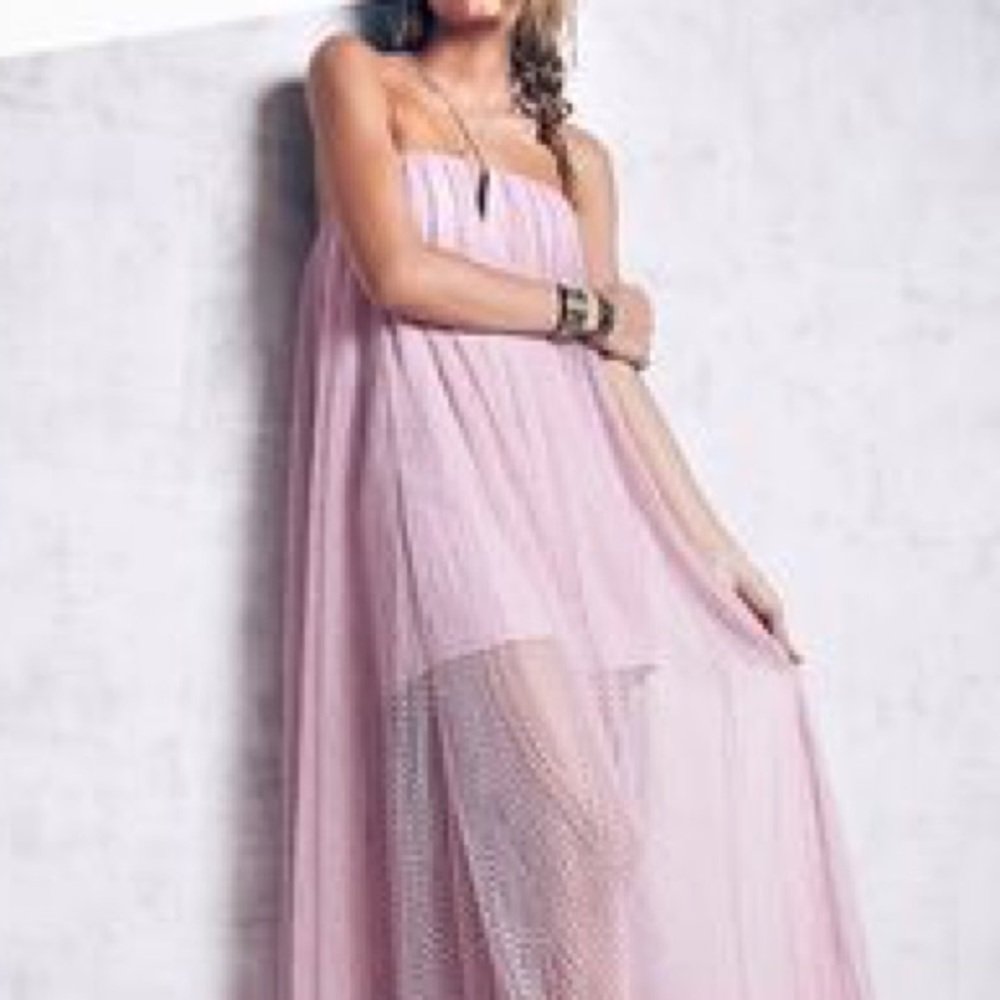 Free People long Eyelet dress with under slip